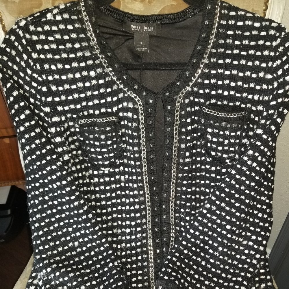WHBM Embellished Chain Trim Sweater Blazer Jacket